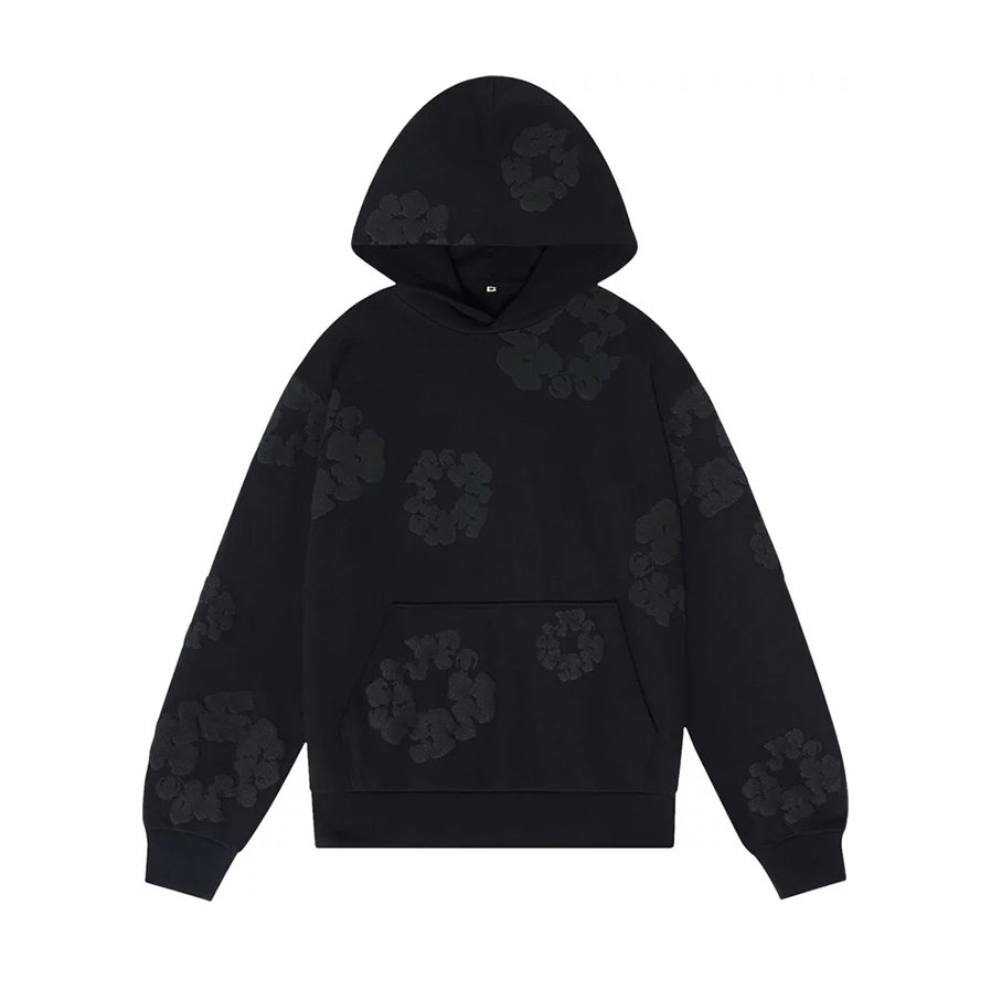 Denim Tears Cotton Wreath Hooded Sweatshirt 'Black Monochrome' [USED] - L (Used)