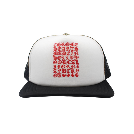 Chrome Hearts Eyechart Trucker Hat Black/White/Red