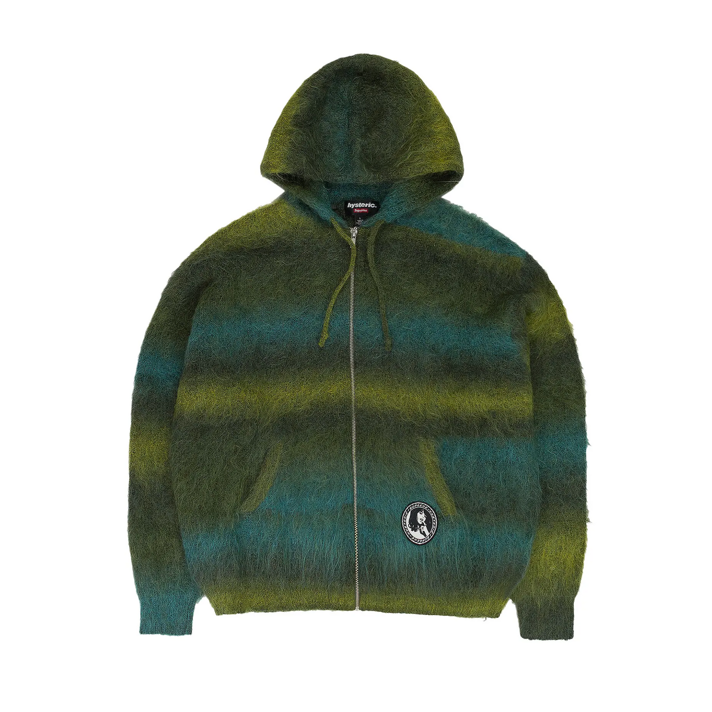 Supreme Hysteric Glamour Mohair Zip Up Hooded Sweater Olive