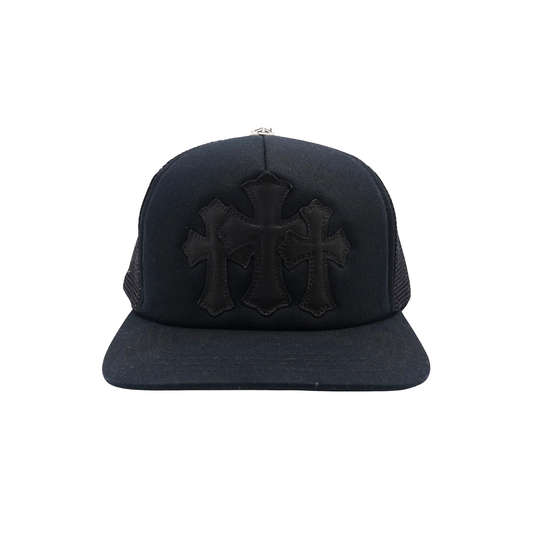 Chrome Hearts Cemetery Cross Patch Trucker Hat Black Black