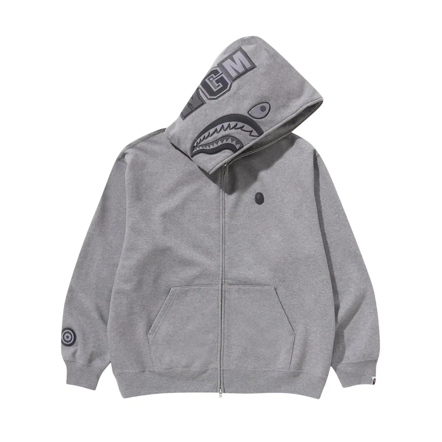 BAPE One Point Ape Head Shark Relaxed Fit Full Zip Hoodie Gray [USED] - XL (Used)