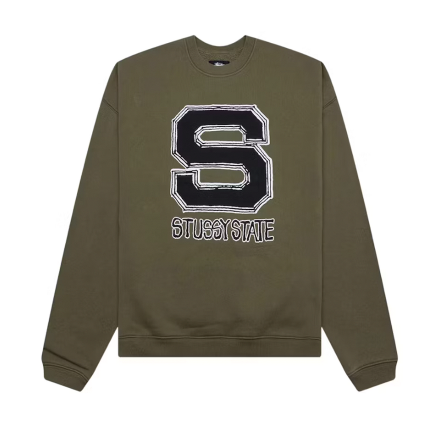 Stussy State Crew Hoodie Olive