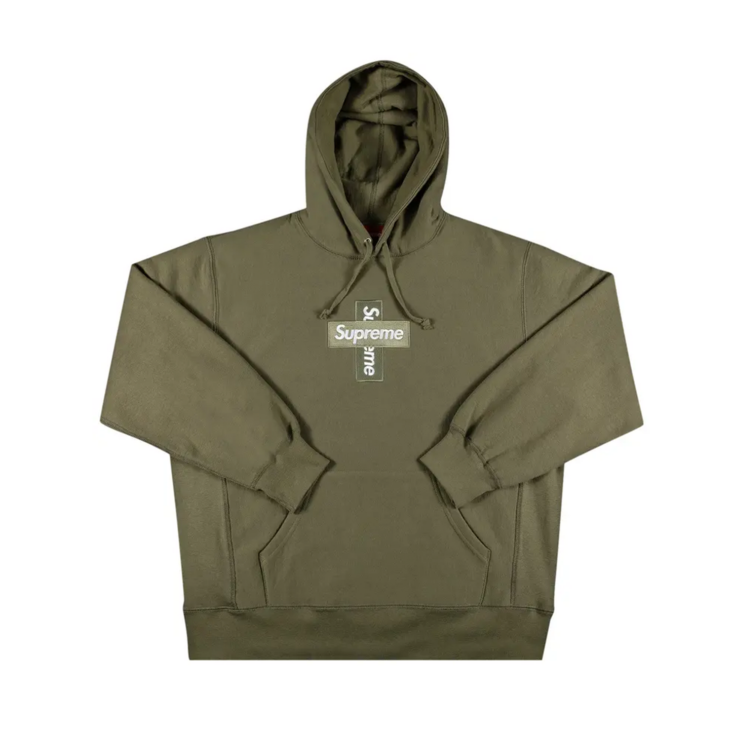 Supreme Cross Box Logo Hooded Sweatshirt Olive [USED] - M (Used)