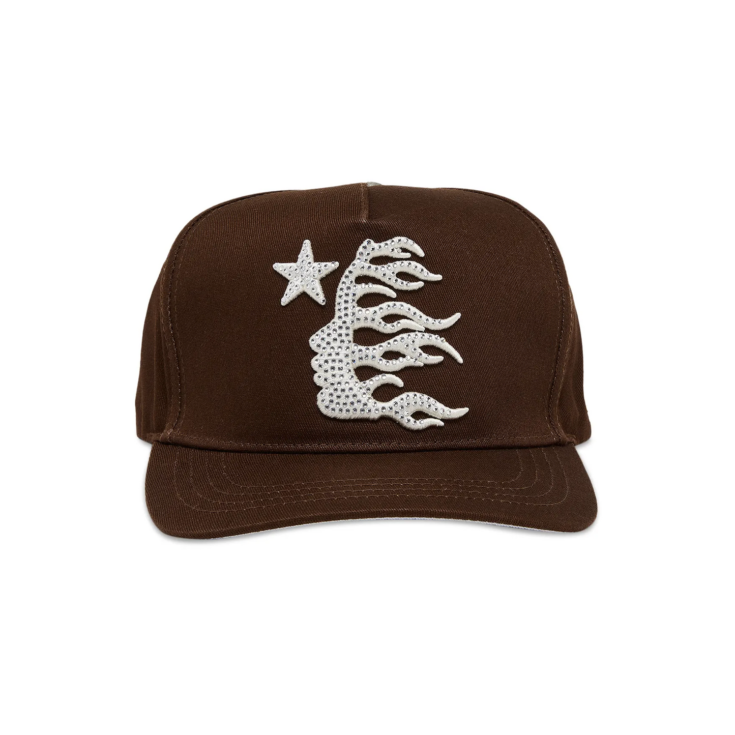 Hellstar OG Rhinestones Logo Snapback Hat Brown