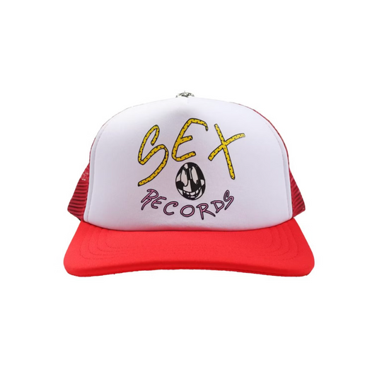Chrome Hearts Matty Boy Sex Records Logo Trucker Hat Red/White