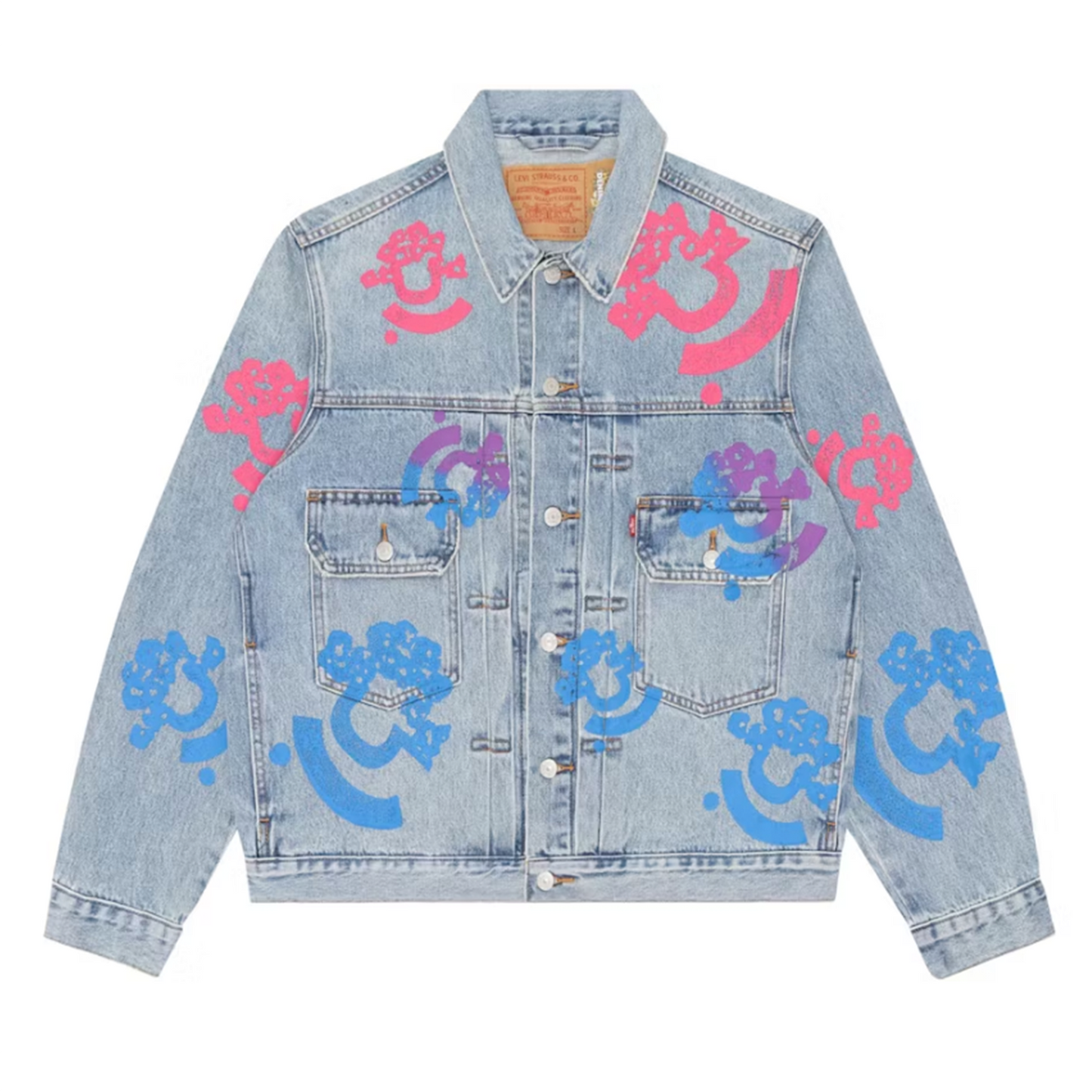 Denim Tears Bstroy Tears Type-2 Light Wash Denim Trucker Jacket Pink/Blue [USED] - L (Used)