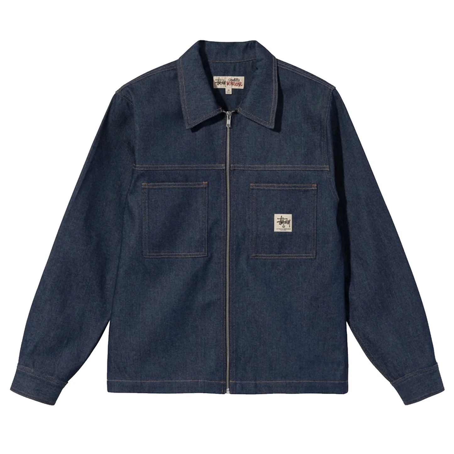 Stussy Mens Denim Zip Up Work Shirt 'Indigo'