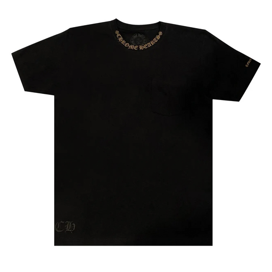 Chrome Hearts Neck Logo Pocket T-Shirt Black Gold/Olive