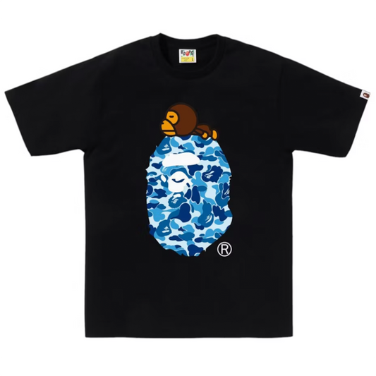 BAPE ABC Camo Milo On Big Ape Tee (SS25) Black/Blue [USED] - 2XL (Used)