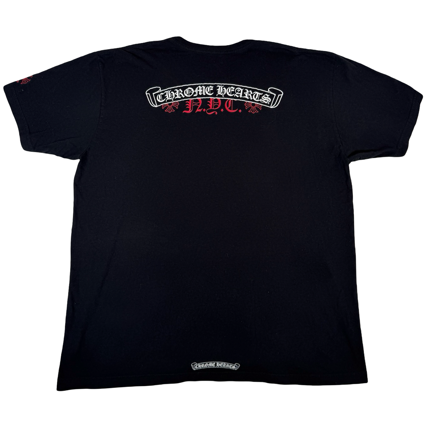 Chrome Hearts NYC Exclusive Scroll Logo Tee Black/Red [USED] - XXL (Used)