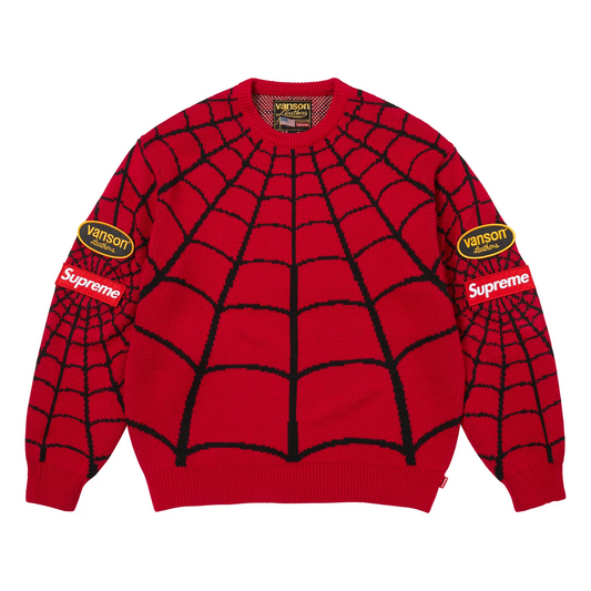 Supreme Vanson Leathers Spider-Man Sweater Red
