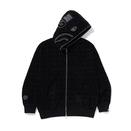 BAPE Lux Sport Pattern Shark Relaxed Fit Full Zip Hoodie Black [USED] - XL (Used)