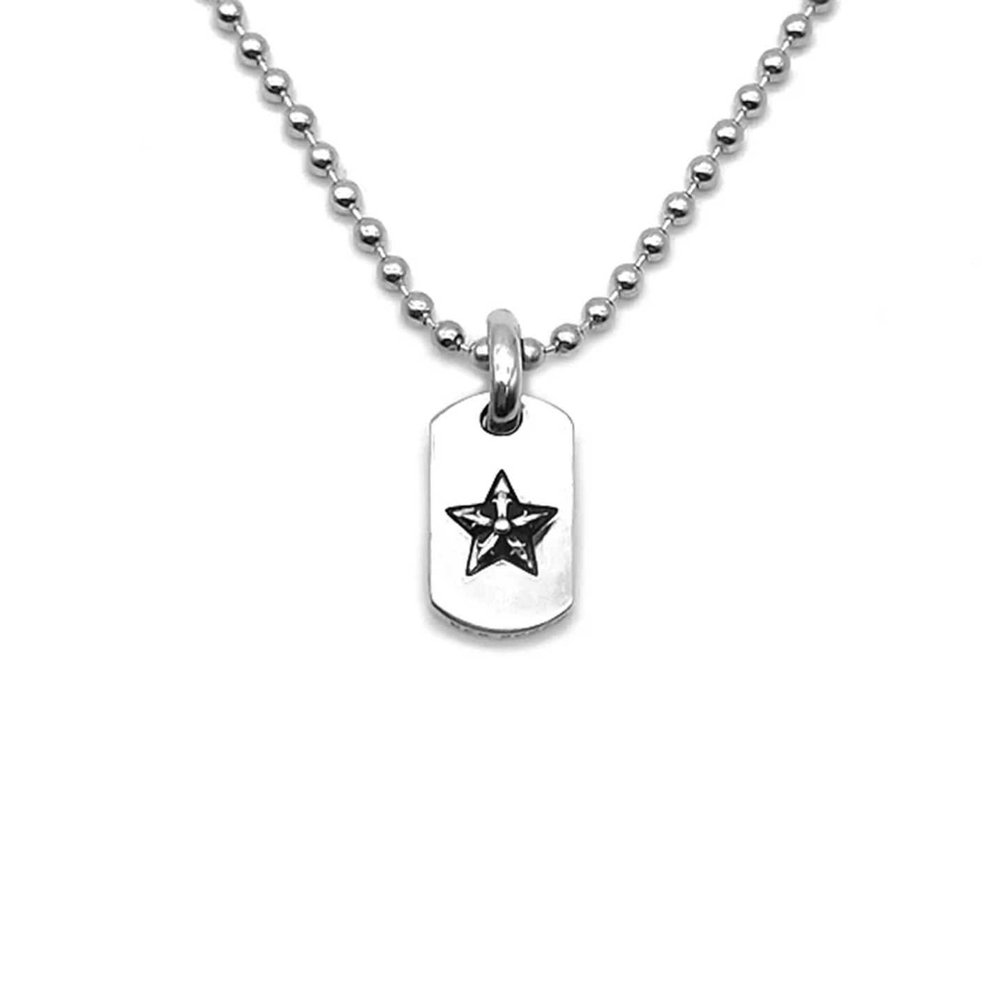 Chrome Hearts Silver Tiny Star Dogtag Necklace 75cm