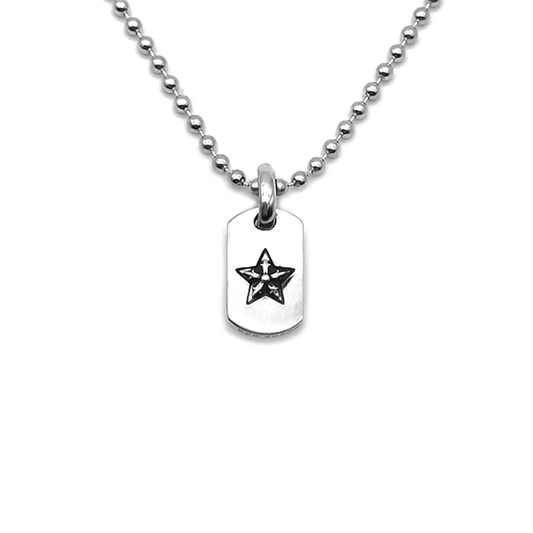 Chrome Hearts Silver Tiny Star Dogtag Necklace 75cm