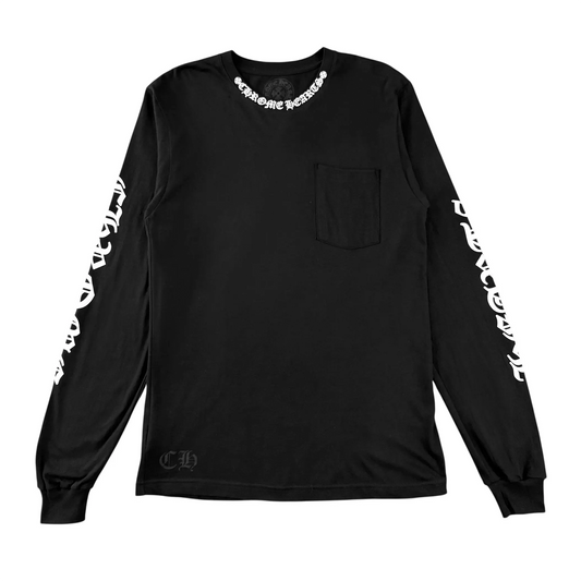 Chrome Hearts Neck Logo Long Sleeve Pocket T-Shirt Black White