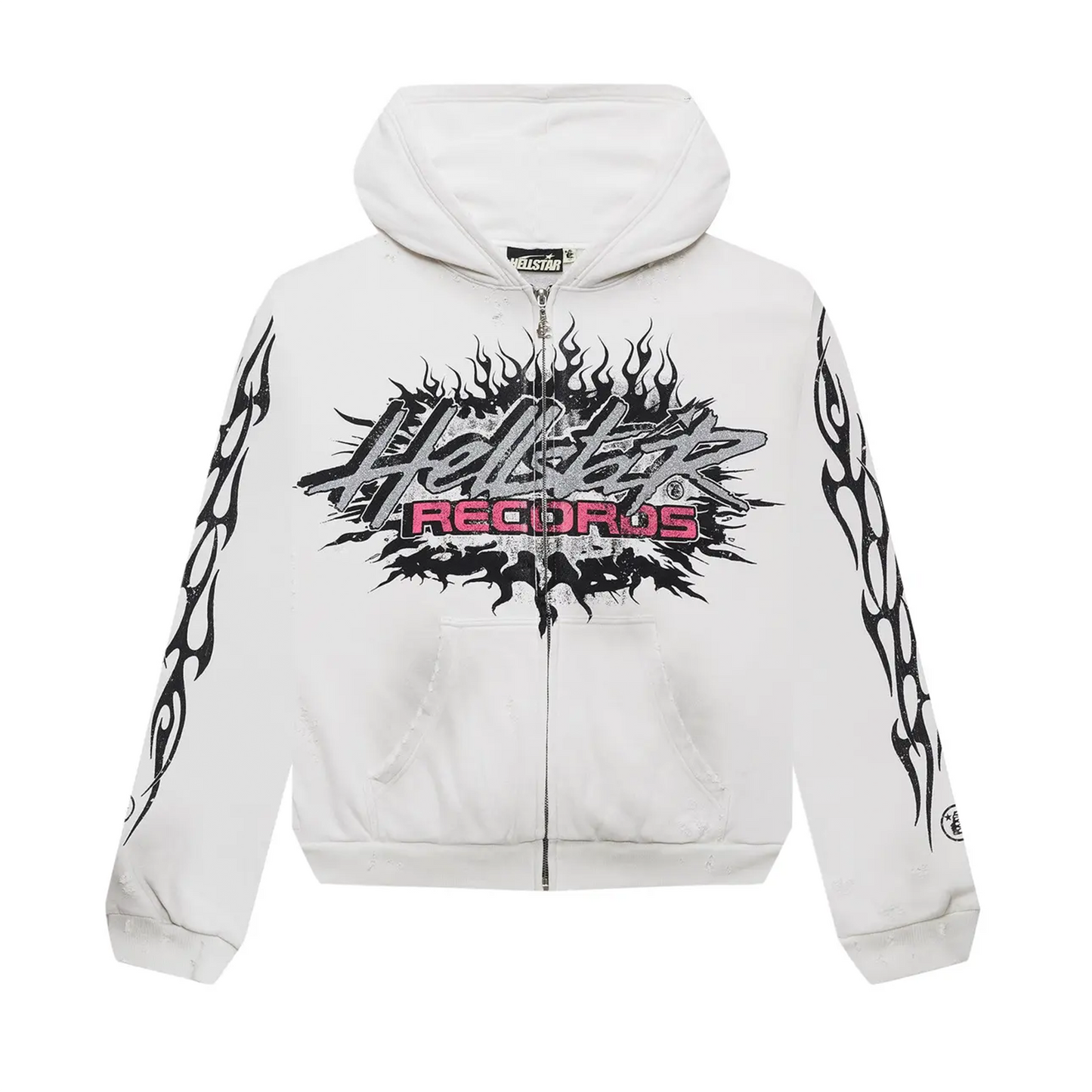 Hellstar Records Glitter Zip-Up White [USED] - L (Used)