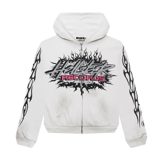 Hellstar Records Glitter Zip-Up White [USED] - L (Used)
