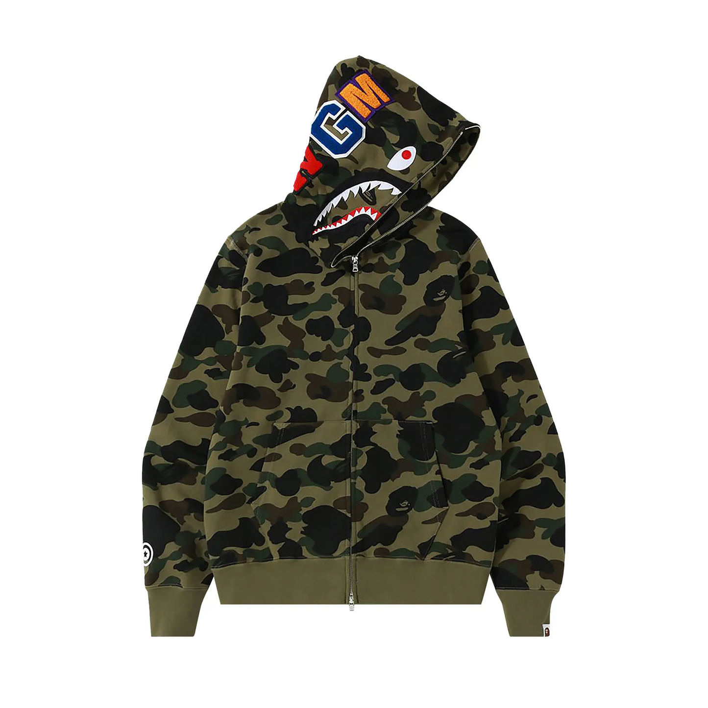 BAPE A Bathing Ape 1st Camo Shark Full Zip Hoodie Green [USED] - M (Used)