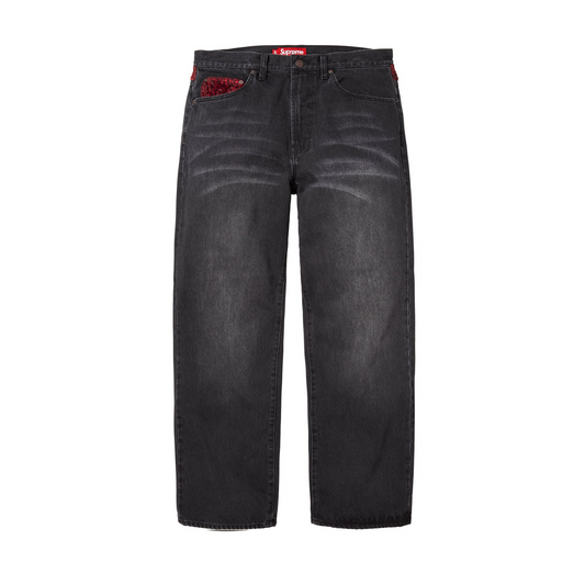 Supreme Leopard Faux Fur Loose Fit Jean Washed Black (FW25)