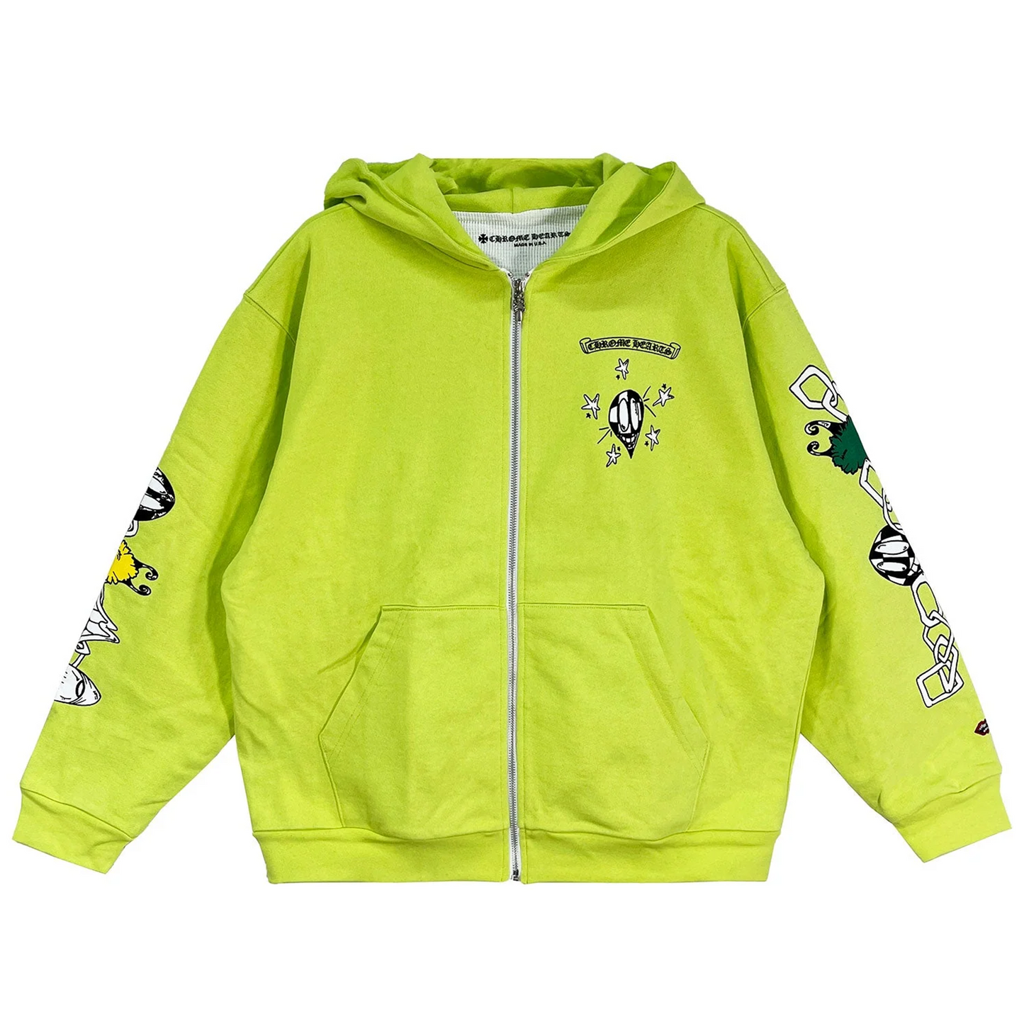 Chrome Hearts Matty Boy Link Zip Up Hoodie Lime Green