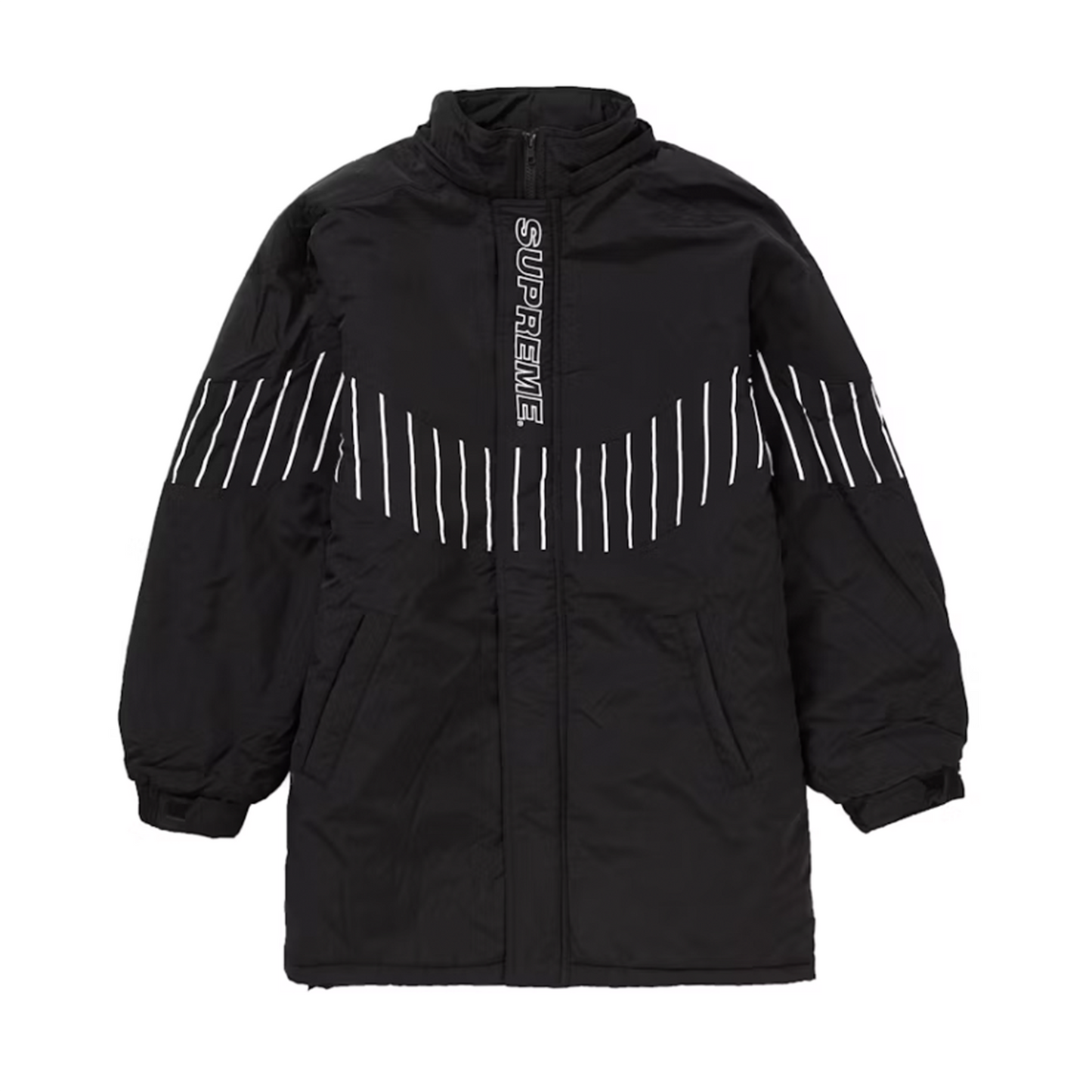 Supreme Pinstripe Panel Sports Parka Black [USED] - L (Used) (Missing Hood)