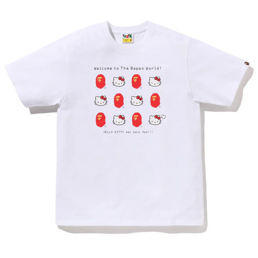 BAPE x Sanrio Characters Hello Kitty Welcome To The Bape World Tee (Ladies) White