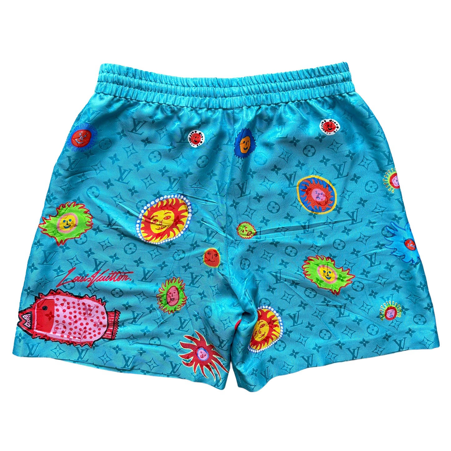 Louis Vuitton Yayoi Kusama Faces Blue Silk Short [USED] - L (Used)