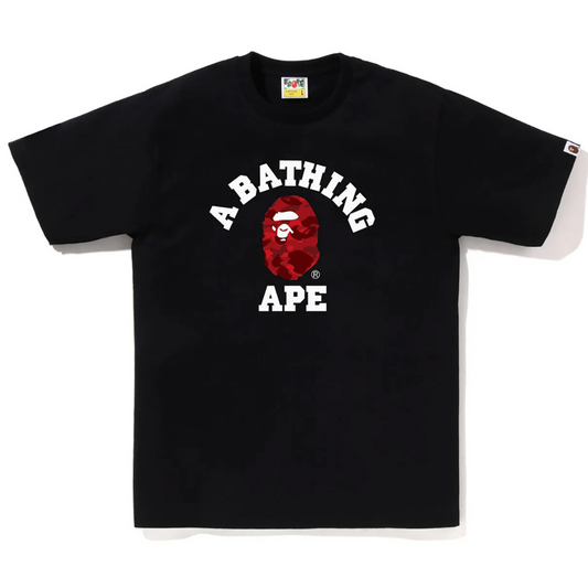 Bape A Bathing Ape Color Camo College Tee Black Red