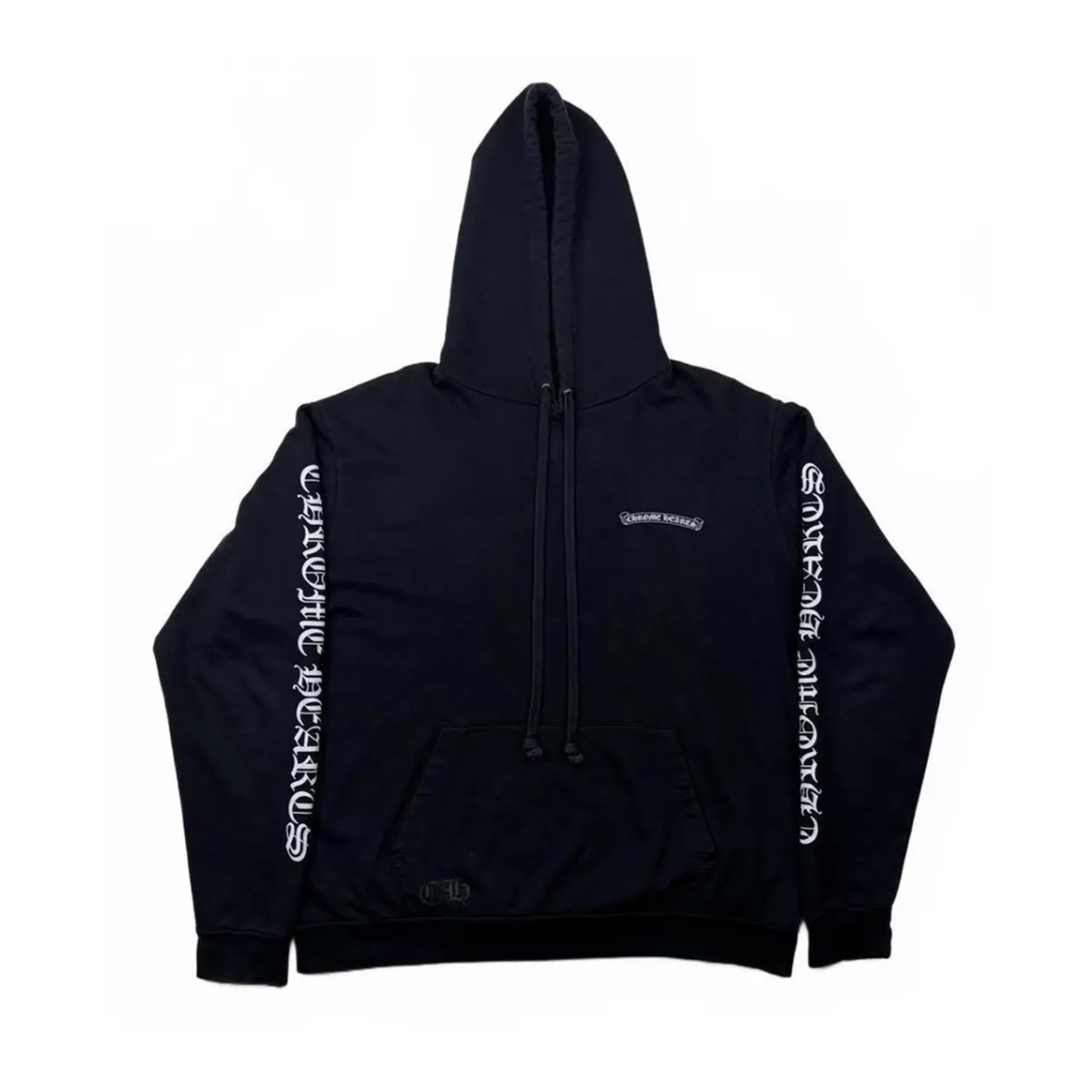 Chrome Hearts Scroll Logo Pullover Hoodie Black / White [USED] - L (Used)