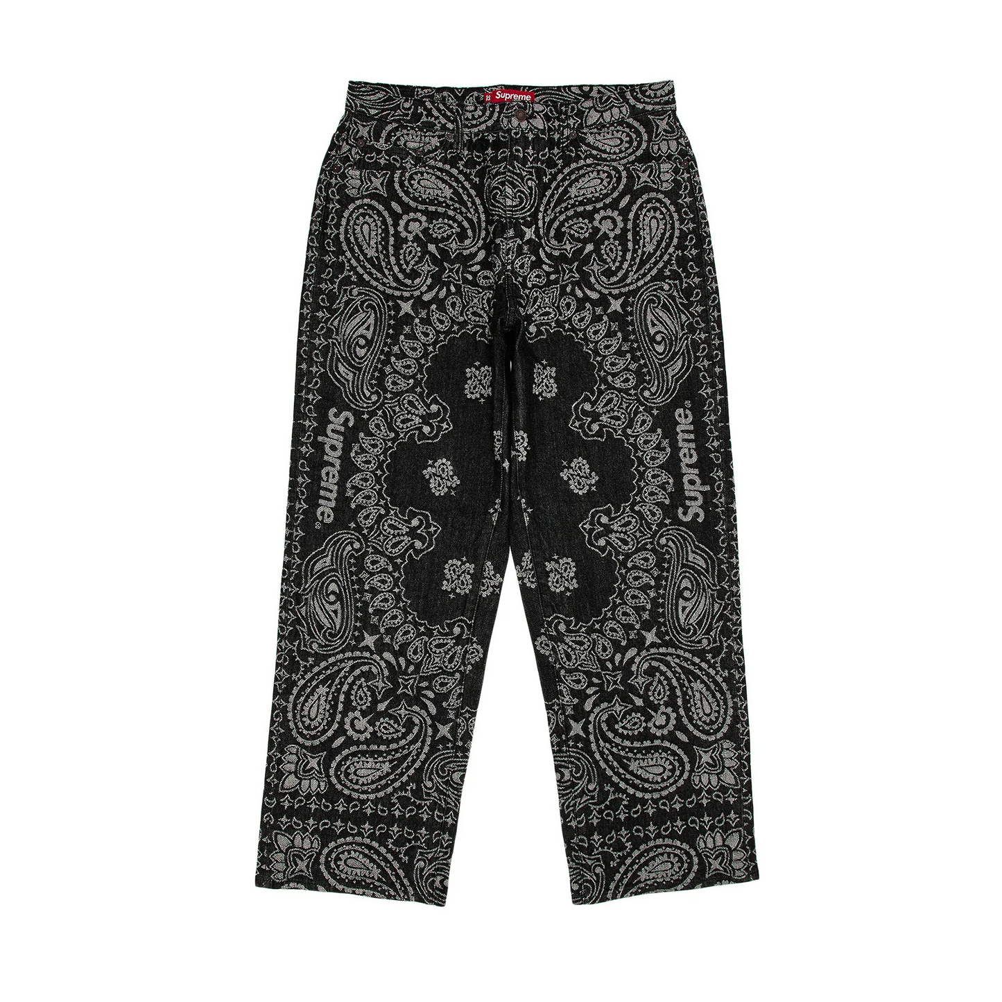Supreme Bandana Jacquard Baggy Jean Black [USED] - 32 (Used)