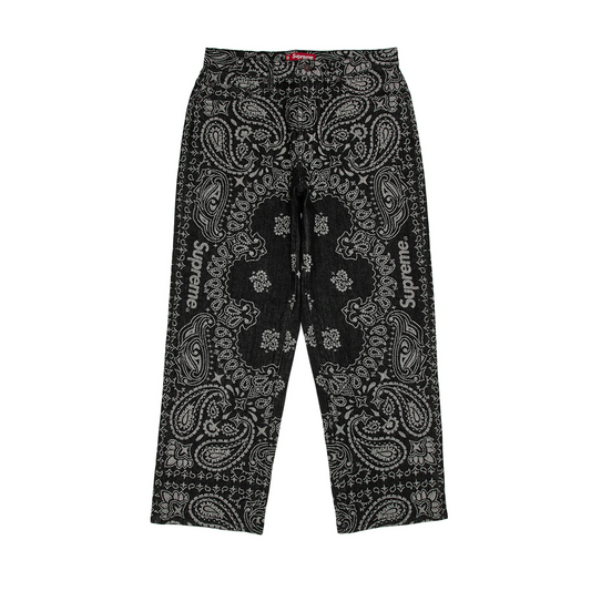 Supreme Bandana Jacquard Baggy Jean Black [USED] - 32 (Used)