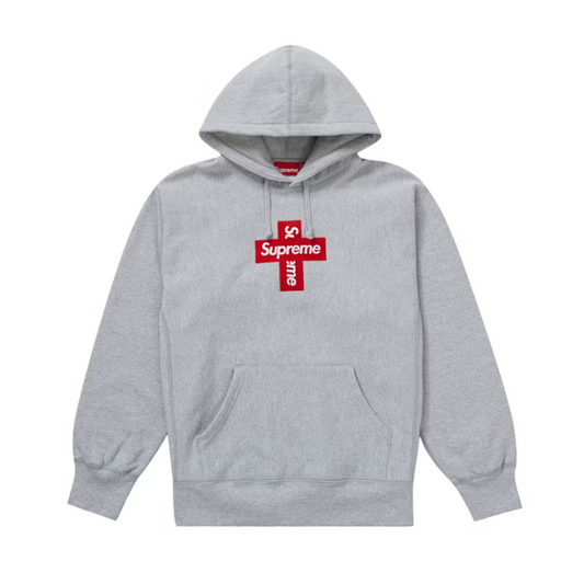 Supreme Cross Box Logo Hooded Sweatshirt Heather Grey