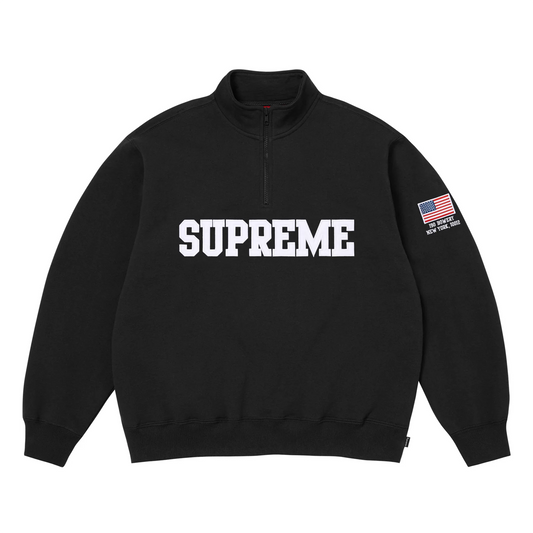 Supreme Shop Flag Half Zip Pullover Black New York