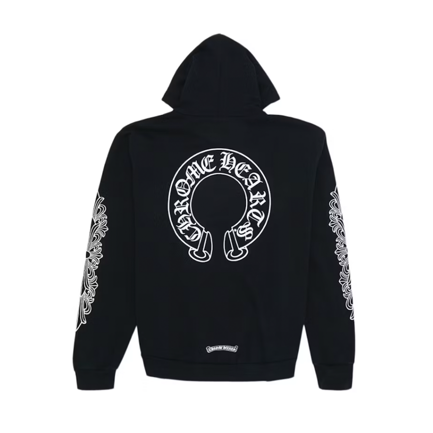 Chrome Hearts Horseshoe Floral Cross Sleeve Pullover Hoodie Black/White [USED] - M (Used)