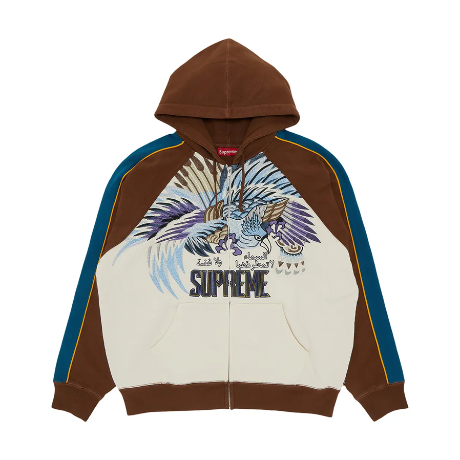 Supreme Falcon Raglan Zip Up Hooded Sweatshirt Natural [USED] - M (Used)