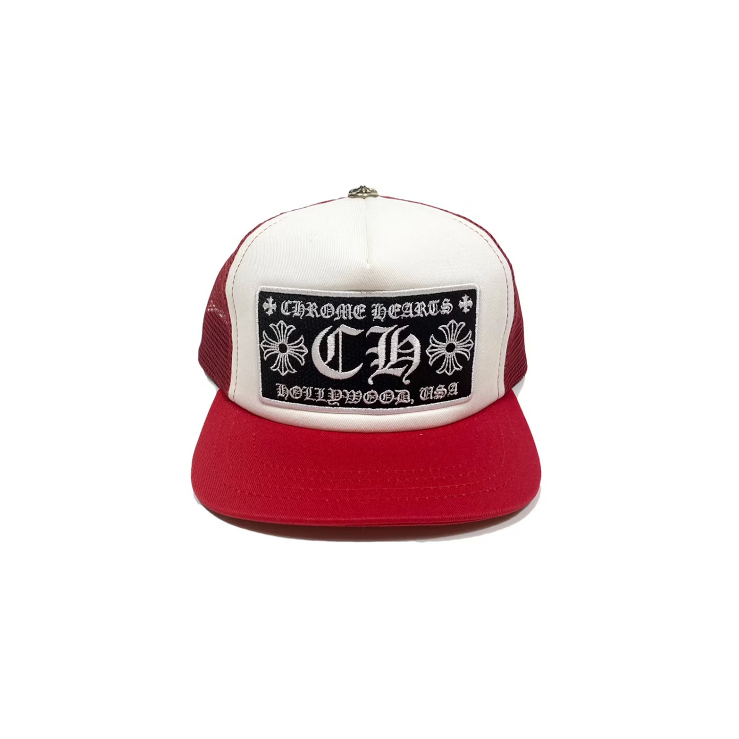 Chrome Hearts CH Hollywood Trucker Hat Red/White [USED]