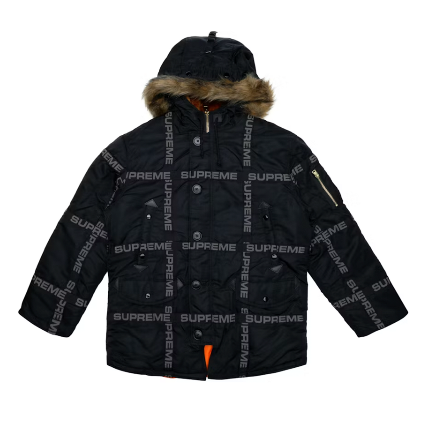 Supreme Logo Tape N-3B Parka Black [USED] - M (Used)