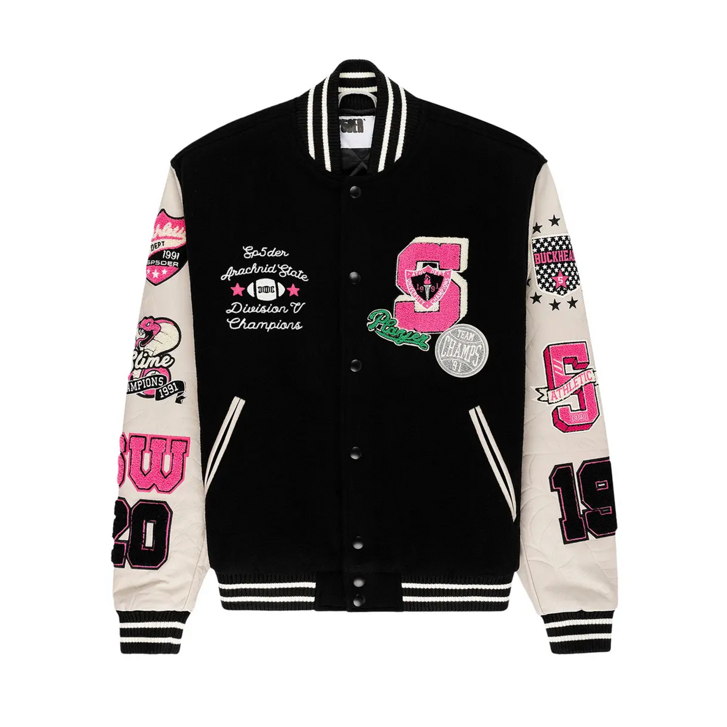 Sp5der Division 5 Varsity Jacket Black