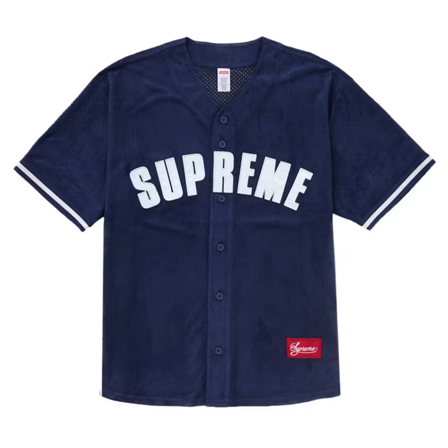 Supreme Ultrasuede Mesh Baseball Jersey Navy
