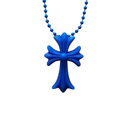Chrome Hearts Blue Silicone Cross Necklace