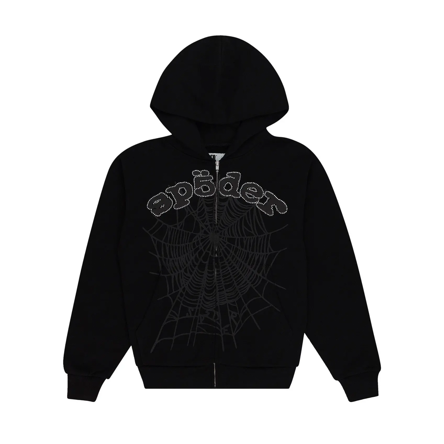 Sp5der OG Web V2 Rhinestone Zip Up Black