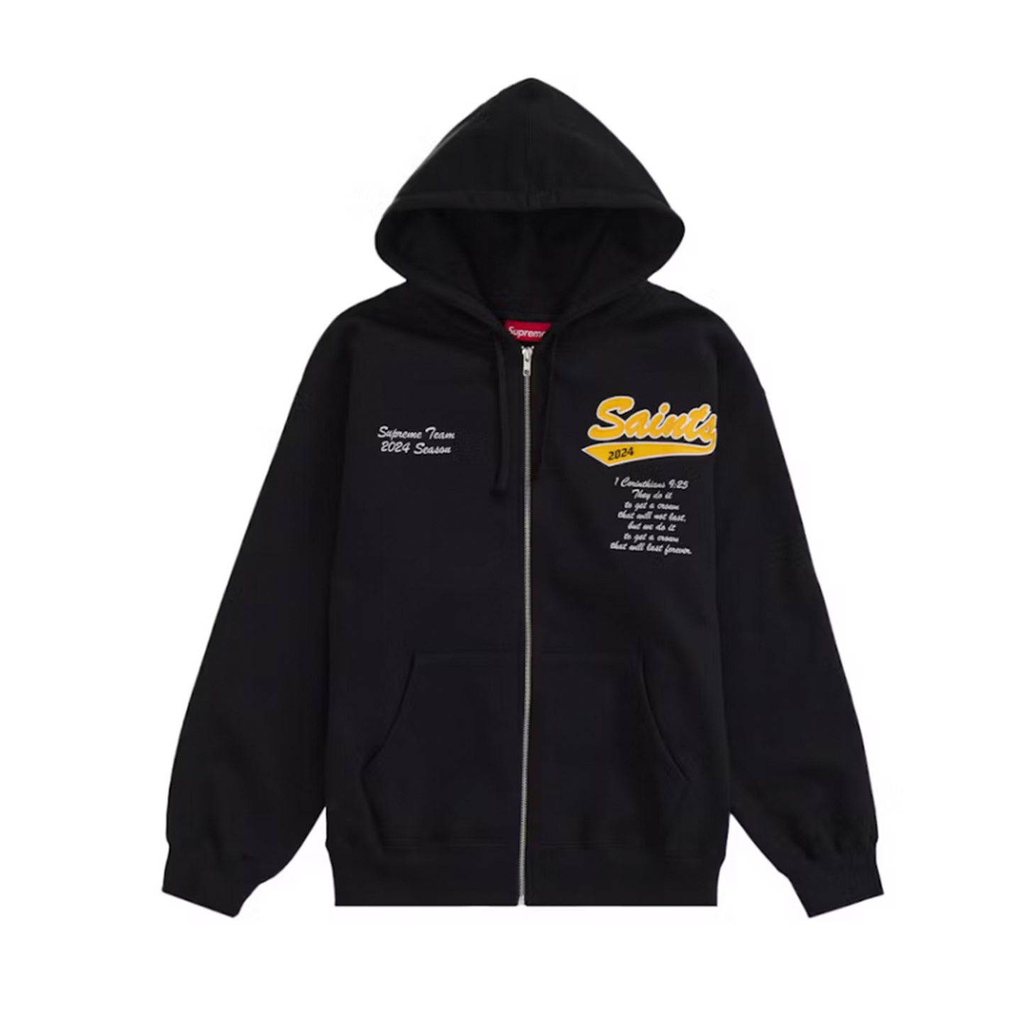 Supreme Salvation Zip Up Hooded Sweatshirt Black (SS24) [USED] - L (Used)