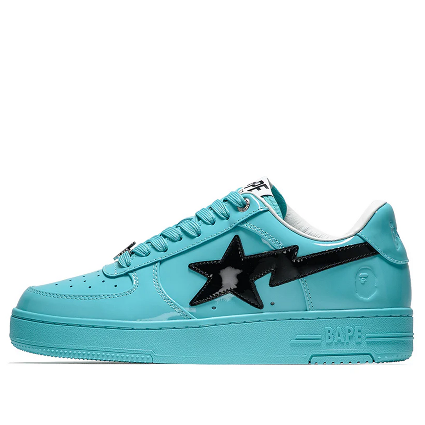 001FWL801301-BLU A Bathing Ape Bape Sta #1 Turquoise Blue Black Patent Leather