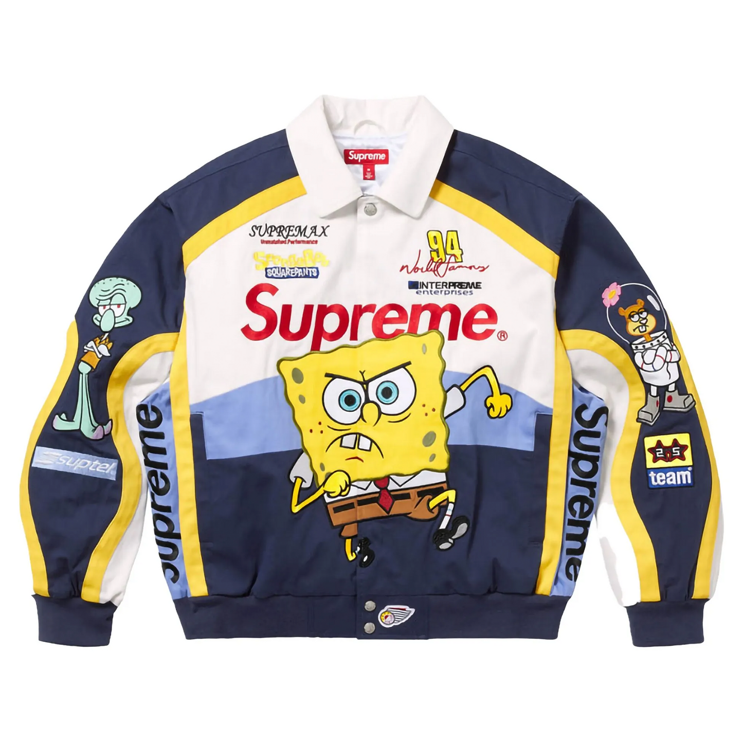 Supreme SpongeBob SquarePants Jeff Hamilton Racing Jacket White