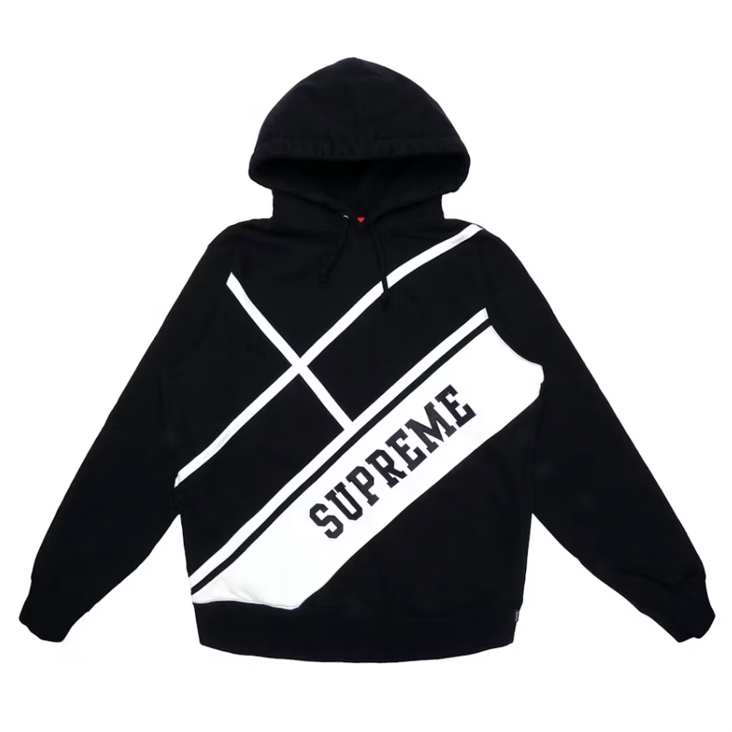 Supreme Diagonal Hooded Sweatshirt Black [USED] - M (Used)