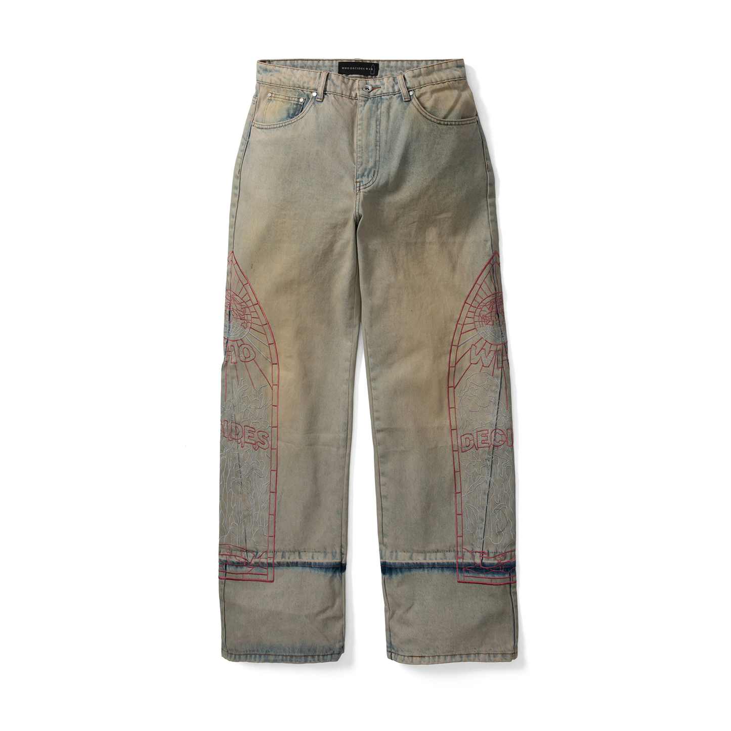 Who Decides War Extended Hem Embroidered Denim