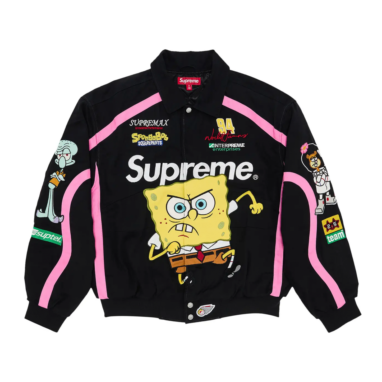 Supreme SpongeBob SquarePants Jeff Hamilton Racing Jacket Black