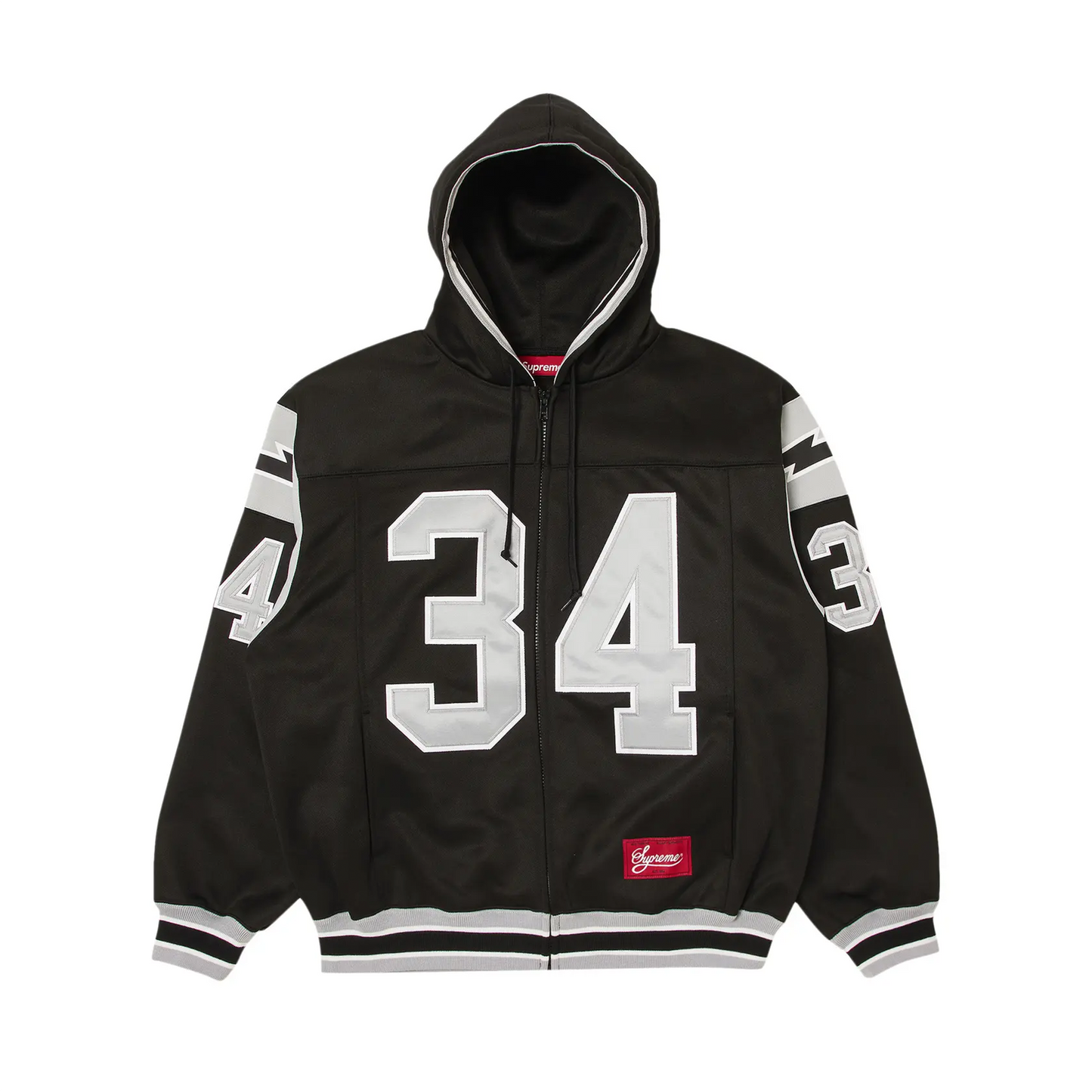 Supreme Football Zip Up Hooded Sweatshirt 'Black' [USED] - XL (Used)