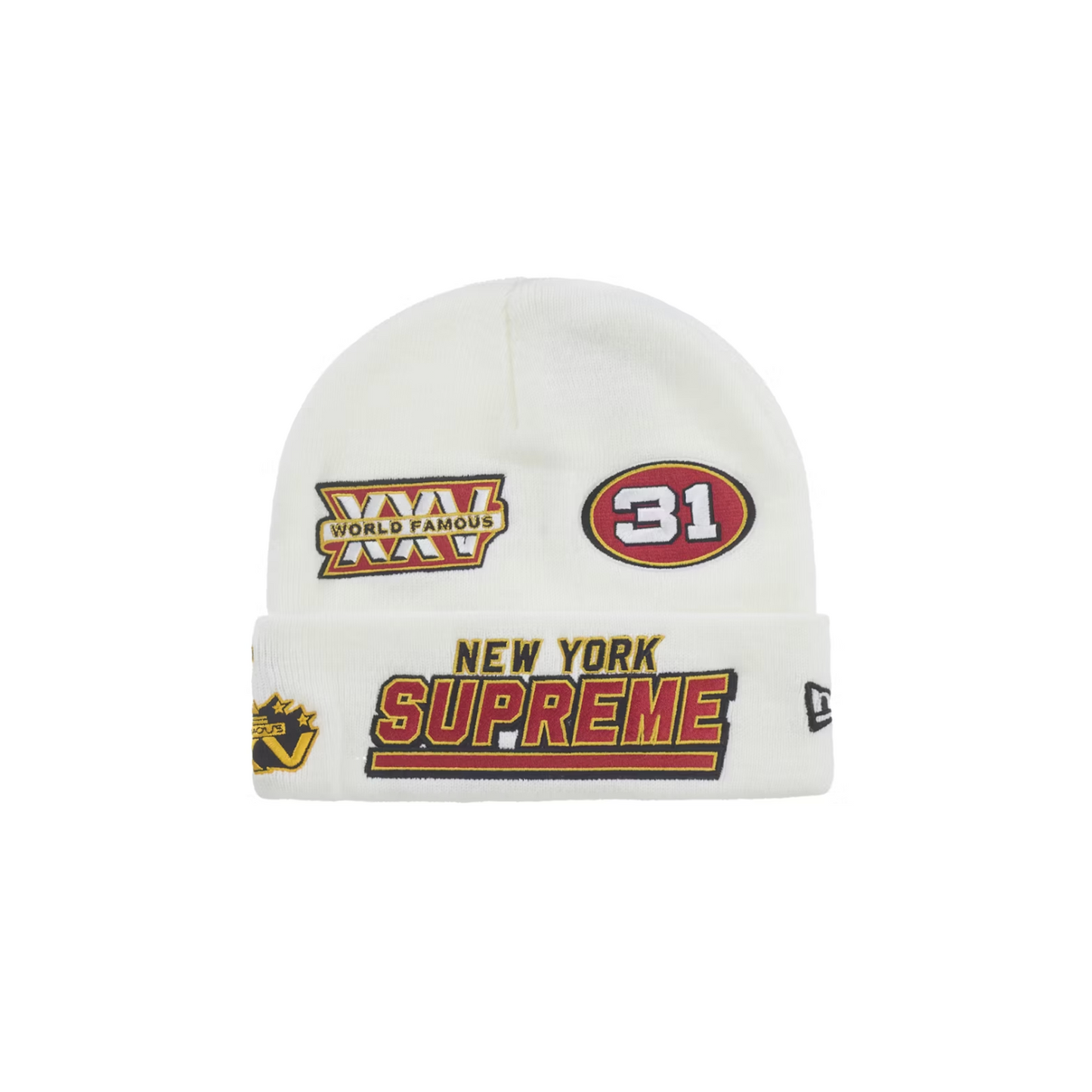 Supreme New Era Football Beanie White