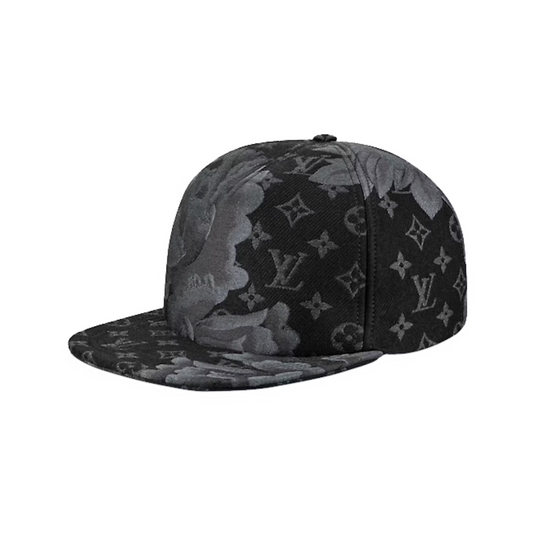 Louis Vuitton Black Monogram Flowers Cap Black [USED] - L (Used)